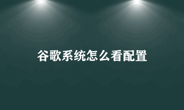 谷歌系统怎么看配置