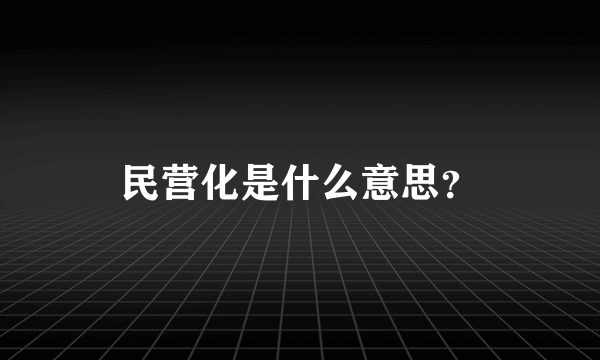 民营化是什么意思？