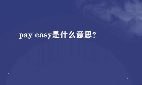 pay easy是什么意思？