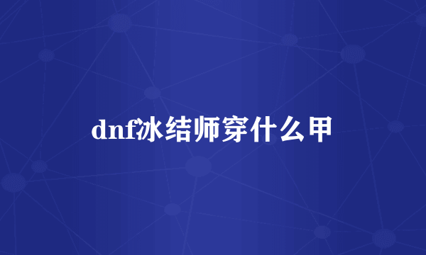 dnf冰结师穿什么甲