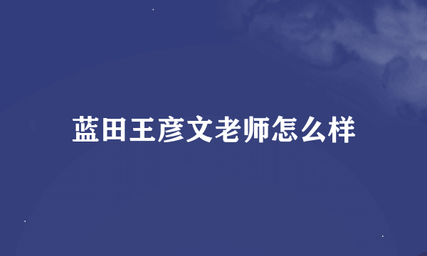 蓝田王彦文老师怎么样