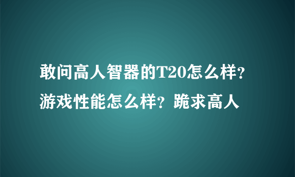 敢问高人智器的T20怎么样？游戏性能怎么样？跪求高人