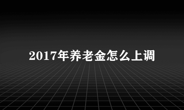 2017年养老金怎么上调