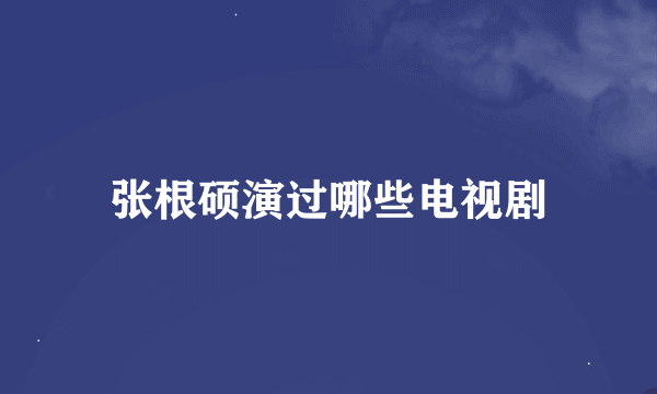 张根硕演过哪些电视剧