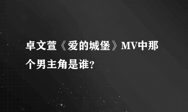 卓文萱《爱的城堡》MV中那个男主角是谁？