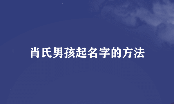 肖氏男孩起名字的方法