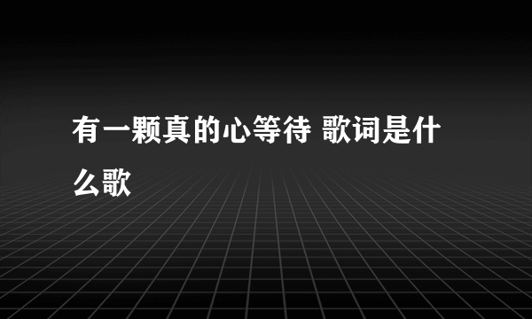 有一颗真的心等待 歌词是什么歌