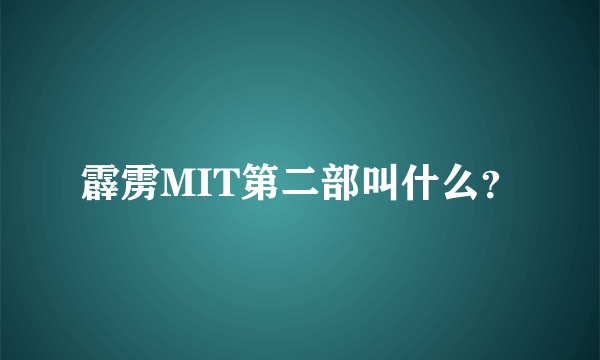 霹雳MIT第二部叫什么？