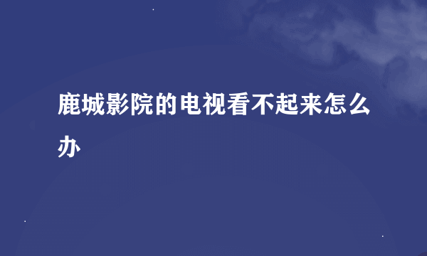 鹿城影院的电视看不起来怎么办