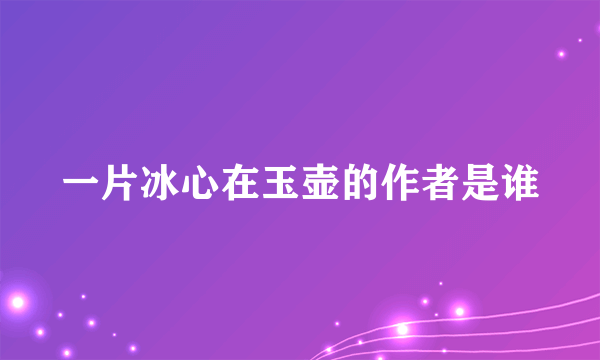 一片冰心在玉壶的作者是谁