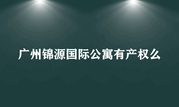 广州锦源国际公寓有产权么