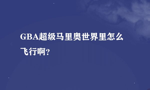 GBA超级马里奥世界里怎么飞行啊？