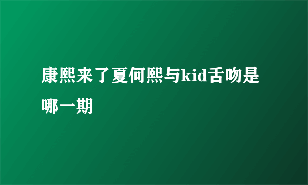 康熙来了夏何熙与kid舌吻是哪一期