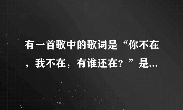 有一首歌中的歌词是“你不在，我不在，有谁还在？”是什么歌？