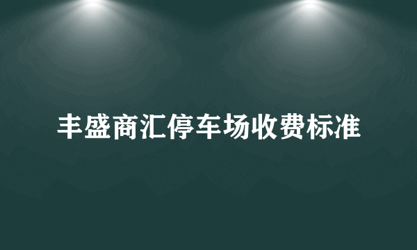 丰盛商汇停车场收费标准