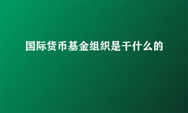 国际货币基金组织是干什么的