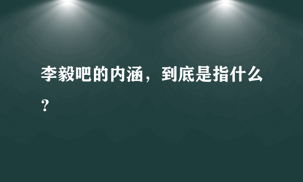 李毅吧的内涵，到底是指什么？