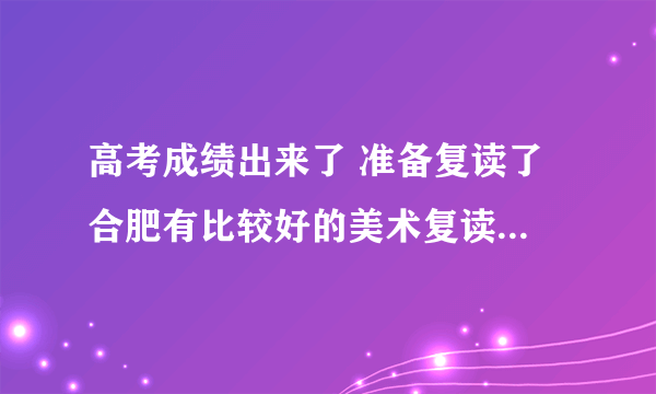 高考成绩出来了 准备复读了 合肥有比较好的美术复读学校吗？