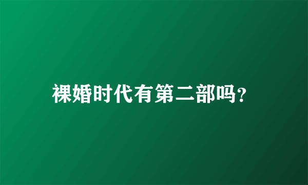 裸婚时代有第二部吗？