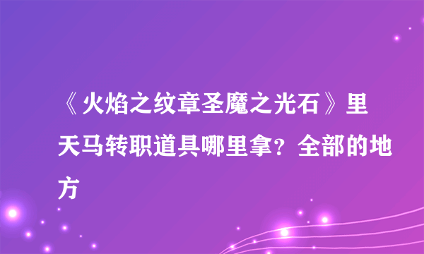 《火焰之纹章圣魔之光石》里天马转职道具哪里拿？全部的地方