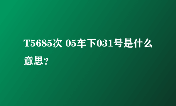 T5685次 05车下031号是什么意思？