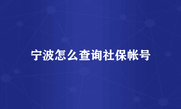 宁波怎么查询社保帐号