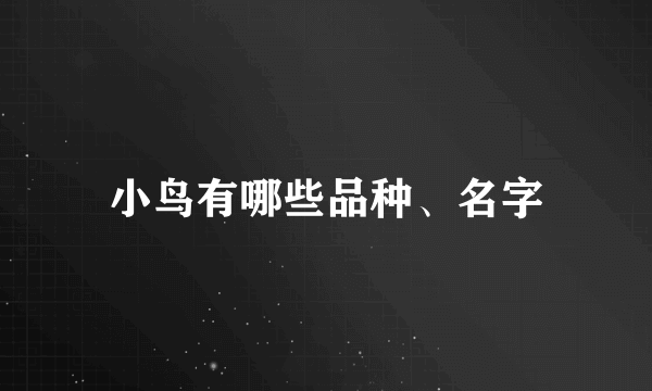 小鸟有哪些品种、名字