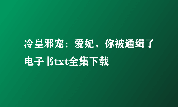 冷皇邪宠：爱妃，你被通缉了电子书txt全集下载