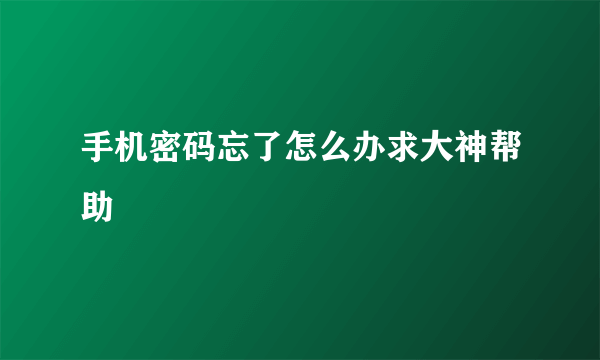 手机密码忘了怎么办求大神帮助