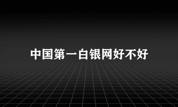 中国第一白银网好不好