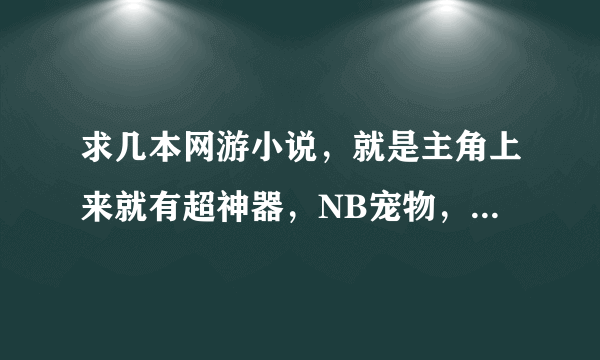 求几本网游小说，就是主角上来就有超神器，NB宠物，多多美女什么的