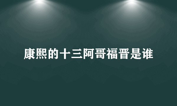 康熙的十三阿哥福晋是谁