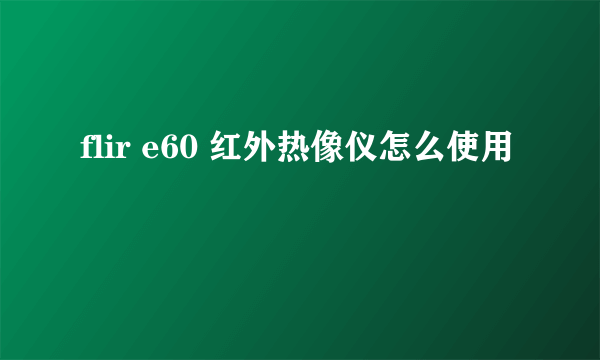 flir e60 红外热像仪怎么使用