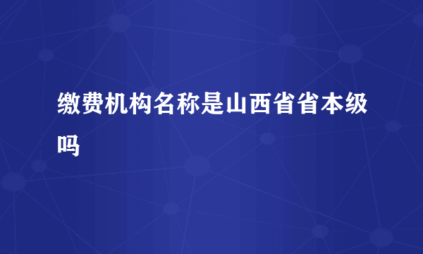 缴费机构名称是山西省省本级吗