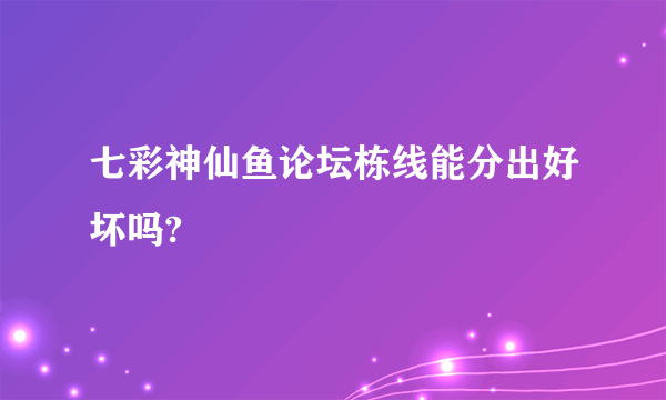 七彩神仙鱼论坛栋线能分出好坏吗?