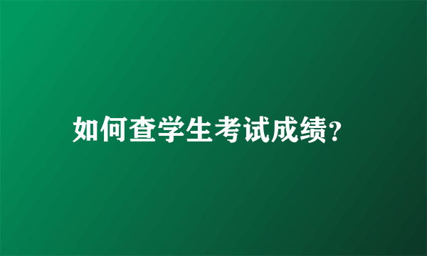 如何查学生考试成绩？