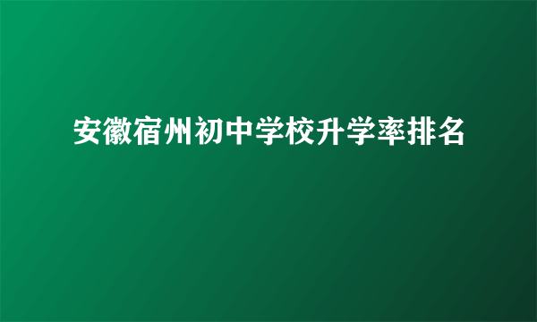 安徽宿州初中学校升学率排名