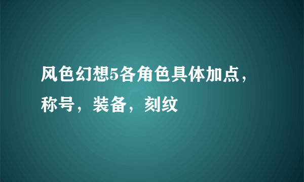 风色幻想5各角色具体加点，称号，装备，刻纹