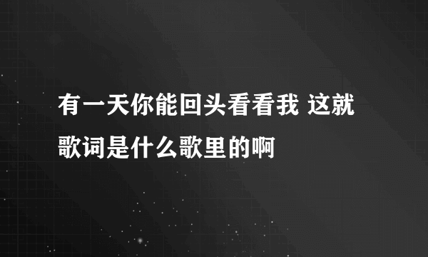 有一天你能回头看看我 这就歌词是什么歌里的啊