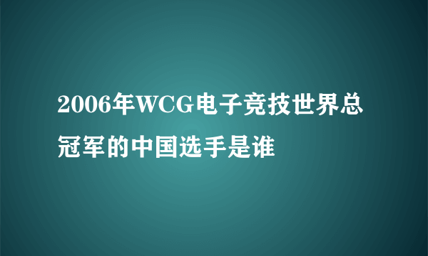 2006年WCG电子竞技世界总冠军的中国选手是谁