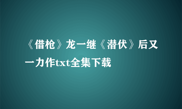 《借枪》龙一继《潜伏》后又一力作txt全集下载