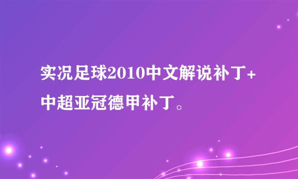 实况足球2010中文解说补丁+中超亚冠德甲补丁。