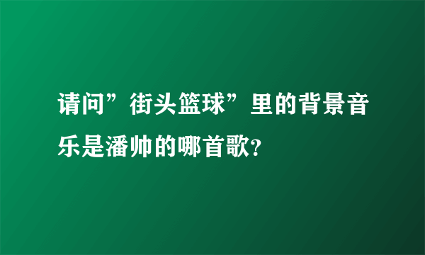 请问”街头篮球”里的背景音乐是潘帅的哪首歌？