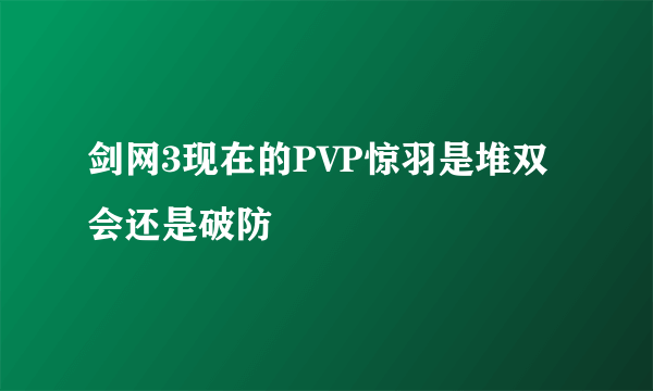 剑网3现在的PVP惊羽是堆双会还是破防