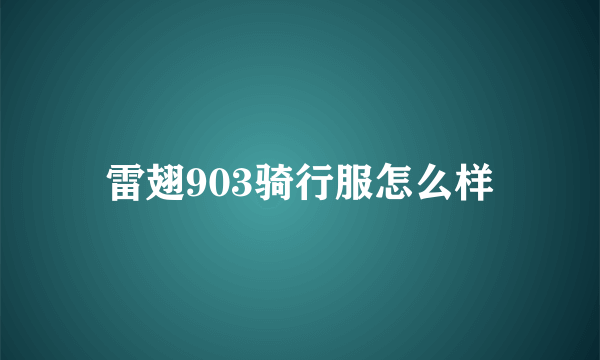 雷翅903骑行服怎么样