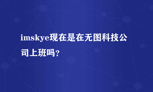 imskye现在是在无图科技公司上班吗？