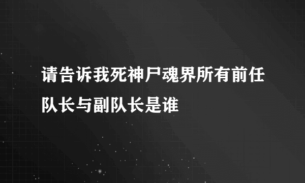 请告诉我死神尸魂界所有前任队长与副队长是谁