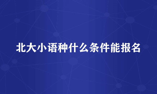 北大小语种什么条件能报名