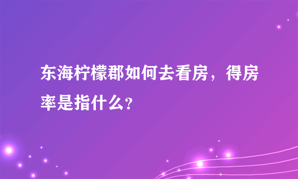 东海柠檬郡如何去看房，得房率是指什么？