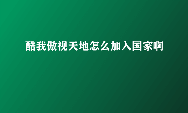 酷我傲视天地怎么加入国家啊